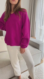 MARLIE V-NECK SWEATER - FUCHSIA