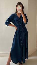 CASSIS SHIRT DRESS - NAVY