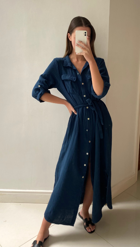 CASSIS SHIRT DRESS - NAVY