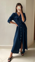 CASSIS SHIRT DRESS - NAVY