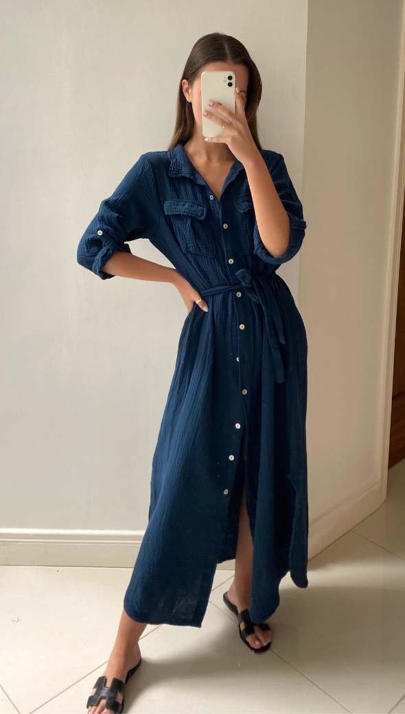 CASSIS SHIRT DRESS - NAVY