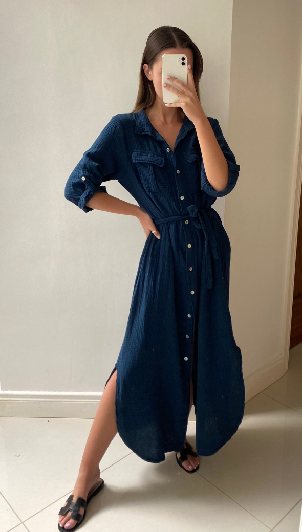 CASSIS SHIRT DRESS - NAVY