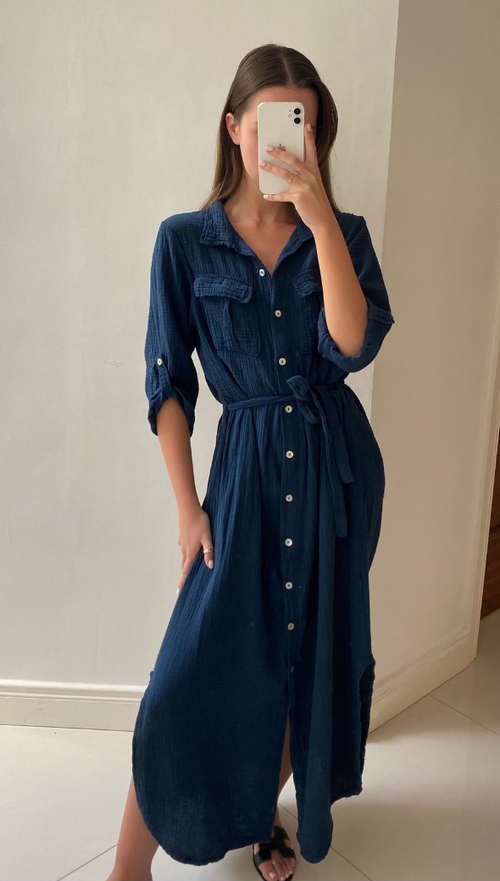 CASSIS SHIRT DRESS - NAVY