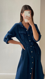 CASSIS SHIRT DRESS - NAVY