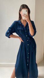CASSIS SHIRT DRESS - NAVY