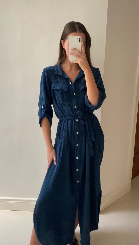 CASSIS SHIRT DRESS - NAVY