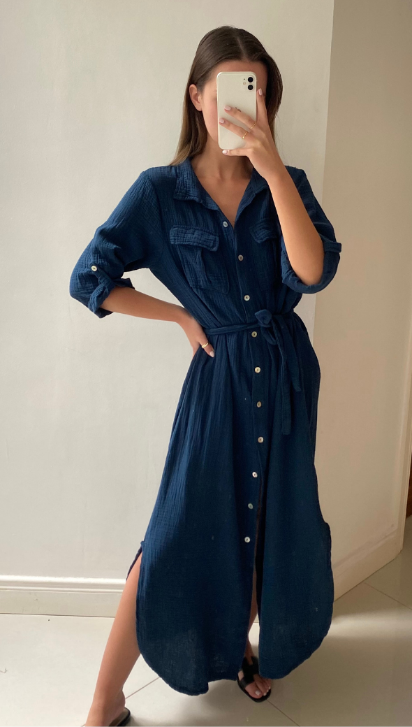 CASSIS SHIRT DRESS - NAVY